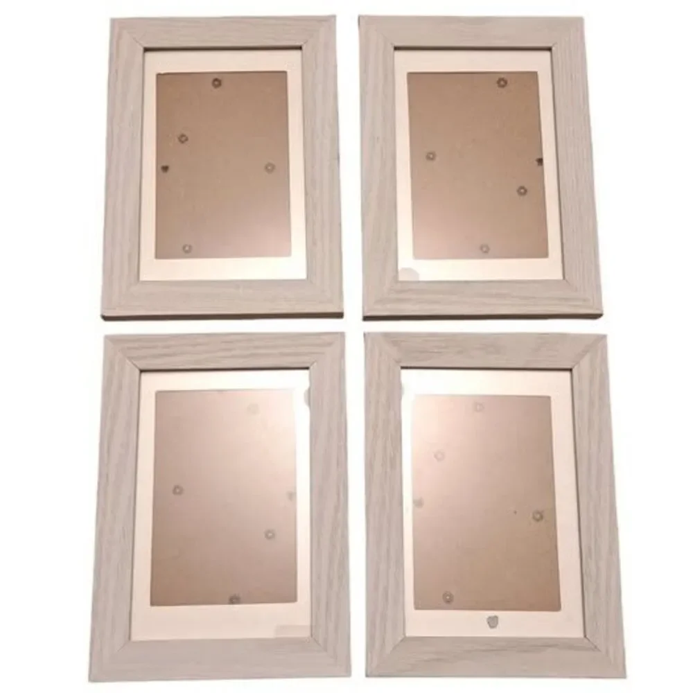 Baijiali Photo Frames Set Of 4 Wood Like Color Gray